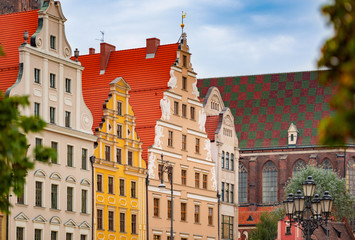 Obraz premium Wroclaw old town houses in Poland, Europe