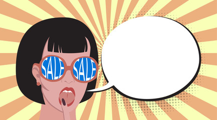 Summer poster design. Cartoon style girl. Vector illustration.