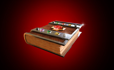 3d icon. Book with diamonds. 3d Rendering.