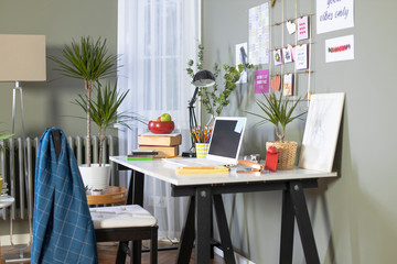 Workspace at home. Freelance designer's desk.