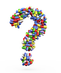 3d colorful capsules question mark
