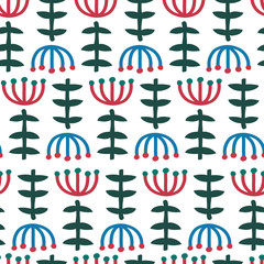 seamless pattern consisting of flowers and leaves - 314119774