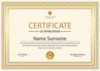 Template Certificate of Appreciation template.Trendy geometric design. Layered eps10 vector.