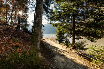 Fototapeta premium Winter idyll on the lake, Croatia