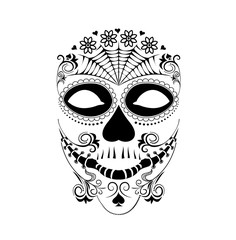 Temprale for sugar skull mask. Use it for holiday Halloween poster design for print or web. Vector illustration.