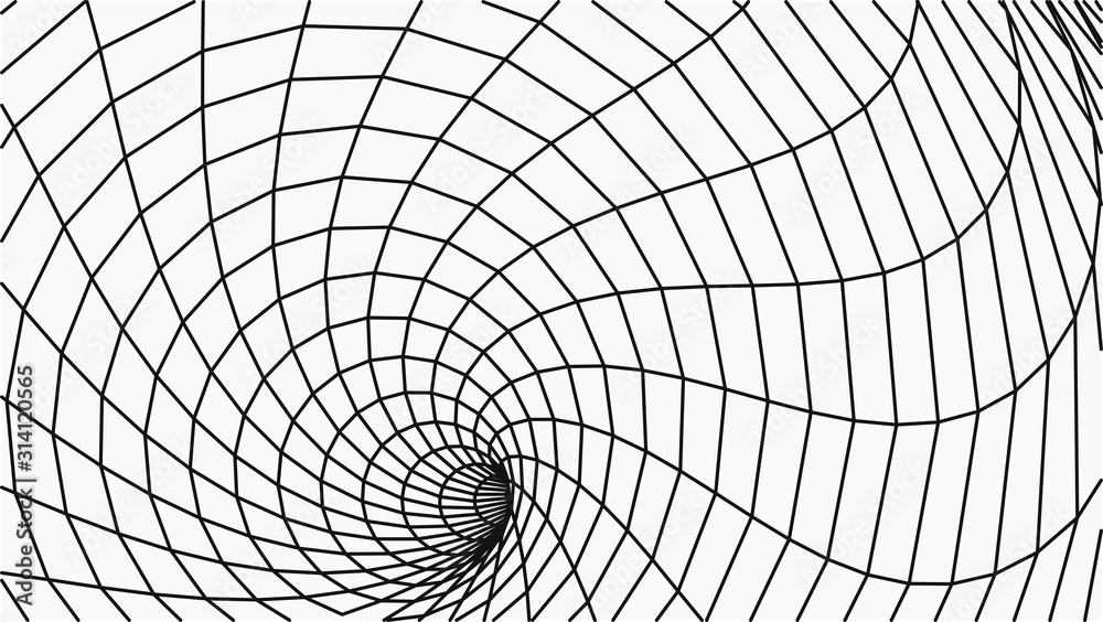 Aufkleber Abstract tunnel. Vector wormhole. 3D corridor mesh.
