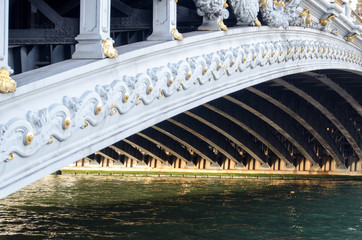 landmark famous bridge over the river Seine, Paris, France. Pont Alexandre III