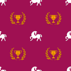 Obraz premium Horse seamless pattern design. Use it for print poster or package, equestrian cloth design. Vector illustration.