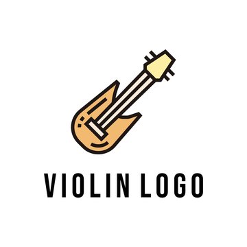 Violin Fiddle Cello Piano Double Bass Music Instrument logo design