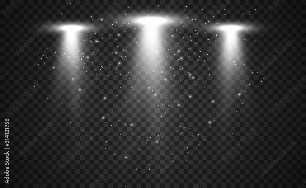 Poster white scene on with spotlights. vector illustration.