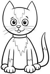 cute cat or kitten cartoon character coloring book page