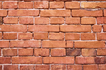 details of old red brick wall