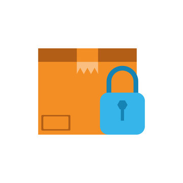 Isolated Delivery Box And Padlock Vector Design