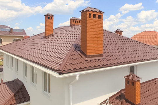Corrugated metal roof and metal roofing. Modern roof made of met
