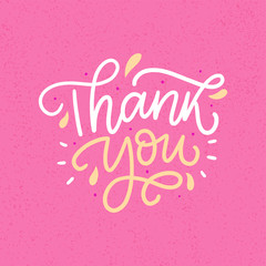 Thank you hand written inscription for card, print, overlay. Modern hand lettering element for design. Thank you calligraphy sign.