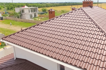 Corrugated metal roof and metal roofing. Modern roof made of met