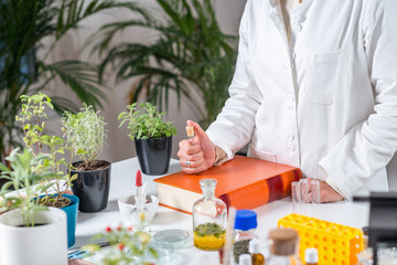 Homeopath. Homeopathic remedy preparation