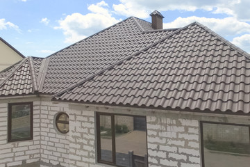 Corrugated metal roof and metal roofing. Modern roof made of met
