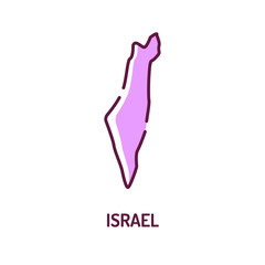 Israel map color line icon. Border of the country. Pictogram for web page, mobile app, promo. UI UX GUI design element. Editable stroke.