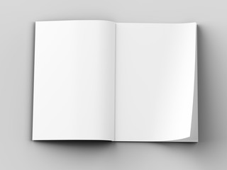 Magazine with open cover. Vertical A4 format. 3d illustration.