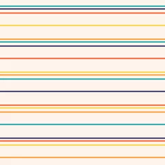 Papier Peint photo Rayures horizontales Modèle sans couture de vecteur de rayures horizontales. Texture moderne dans des couleurs tendance, jaune, orange, rouge, bleu marine, turquoise et beige. Abstrait rayé avec de fines lignes parallèles. Conception mignonne