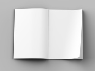 Magazine with open cover. Vertical A4 format. 3d illustration.
