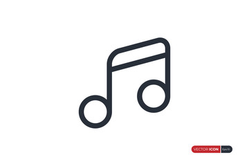 Music Note Icon isolated on white background. Flat Vector Icon Design Template Element