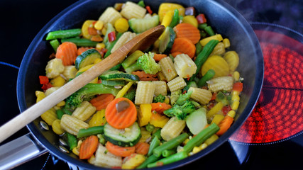 Preparing food.	