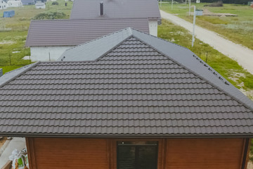Corrugated metal roof and metal roofing. Modern roof made of met