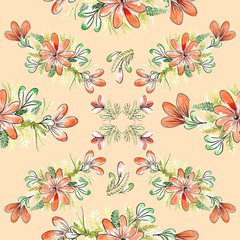 Beautiful seamless background with watercolor flowers. Flower background.