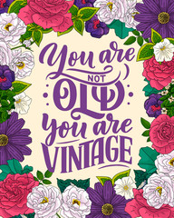 Birthday lettering in retro style. Anniversary invitation card. Vintage invitation template for celebration design. Funny quote