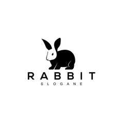 rabbit logo design black vector art
