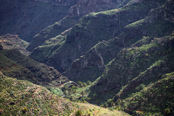Naklejka premium aerial view of mountains, spain lagomera, vacation, summer, europe