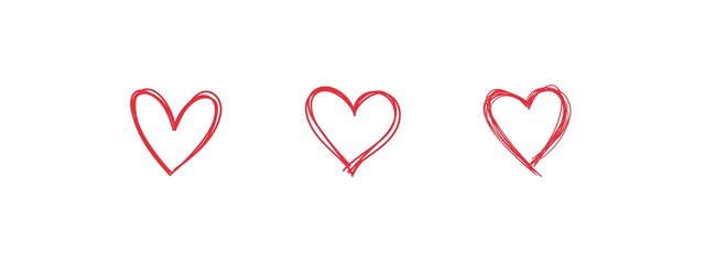 Heart doodles. Hand drawn love symbol. Valentine's day sketches.
