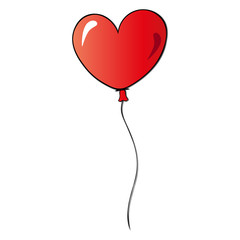 Color illustration - a balloon in the form of a heart. Original interior decoration or gift. Vector. The idea for the sticker. Illustration for Valentine day, wedding. Colorless background. Holiday pr