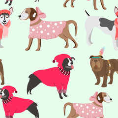 Childish seamless pattern with hand drawn  dogs.Perfect for kids apparel,fabric, textile, nursery decoration,wrapping paper.