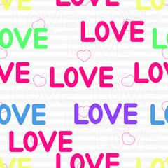 Seamless pattern with gray stripes and hearts