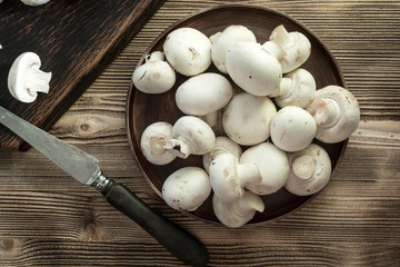 Fresh raw mushrooms.