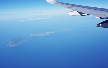 Fototapeta na wymiar View from the plane over the Mediterranean sea.