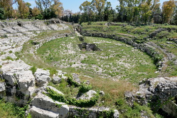 Fototapeta na wymiar Sicily - Syracuse - Roman Amphitheater.