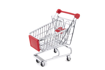 Shopping Cart isolated white background. Shopping stores to buy goods.