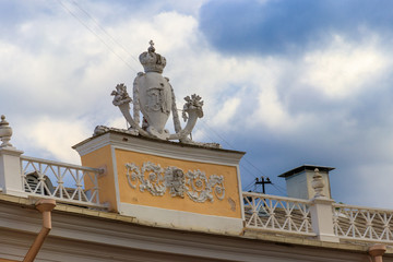 Fototapeta na wymiar Monogram of russian emperor Paul the First on a roof of Pavlovsk Palace, Russia