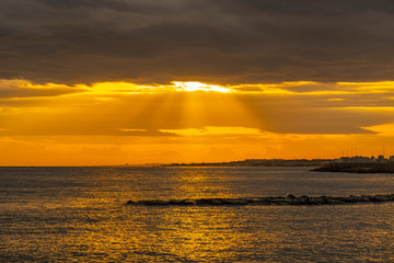 Fototapeta premium Beautiful sunset on the coast of Bari, Adriatic Sea.