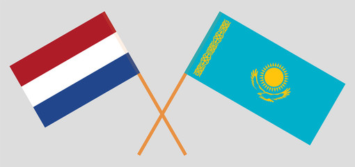 Crossed flags of Kazakhstan and Netherlands