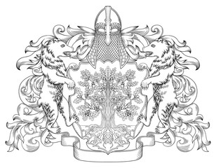 Imperial coat of arms - heraldic royal emblem shield with crown and laurel