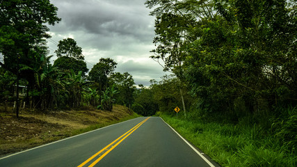 Landscape Vista Costa Rica Green Fields Open Roads Clouds