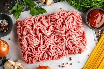 Fresh minced meat ready for cooking