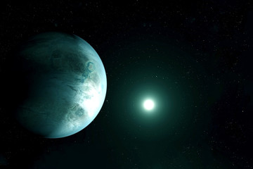 Green exoplanet in deep space. Elements of this image furnished by NASA