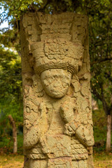 Detail of a figure in The temples of Copan Ruinas. Honduras