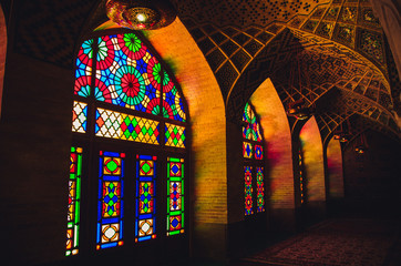 Traditional mosque in Iran city of Shiraz also known as Pink Mosque